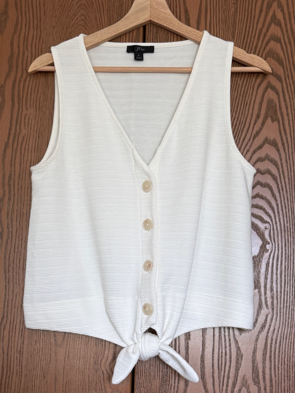 J.Crew Cream Tie-Front Knit Tank Top